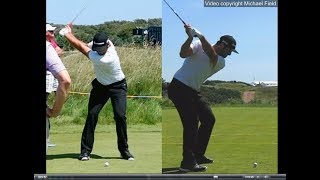 Jon Rahm golf swing  Long Iron faceon amp downtheline July 2017 [upl. by Gnouv]