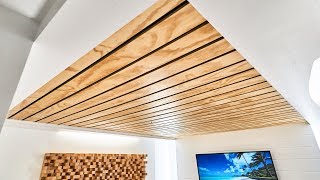 How To Make A Wood Slat Ceiling [upl. by Femmine]