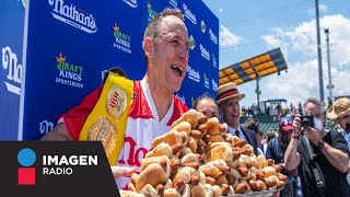 Joey Chestnut marca nuevo récord en concurso de comer hot dogs se comió 76 [upl. by Nemra]