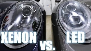 Xenon vs LED Porsche PDLS headlights  also Halogen [upl. by Meir451]