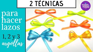 🎀Cómo hacer LAZOS con cinta de TELA fácil Moño con las MANOS fácil 12 y 3 argollas Listón [upl. by Bully166]