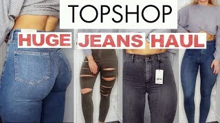 THE MOST FLATTERING TOPSHOP JEANS  HUGE TRY ON HAUL [upl. by Ynaffyt]