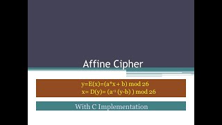 Affine Cipher  Encryption Decryption using Affine Cipher  C implementation  Example [upl. by Lanni]