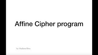 affine cipher program [upl. by Aurelia897]